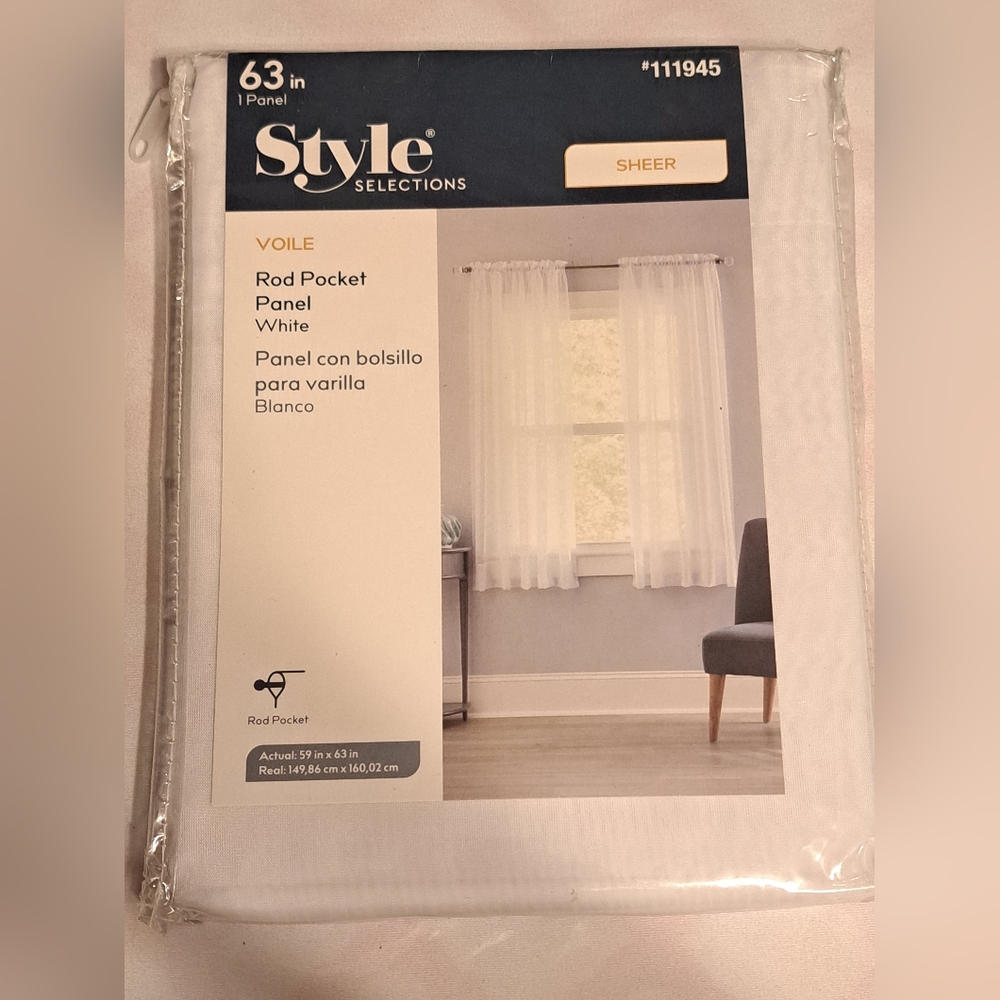 White Sheer Rod Pocket Panel Curtain White New